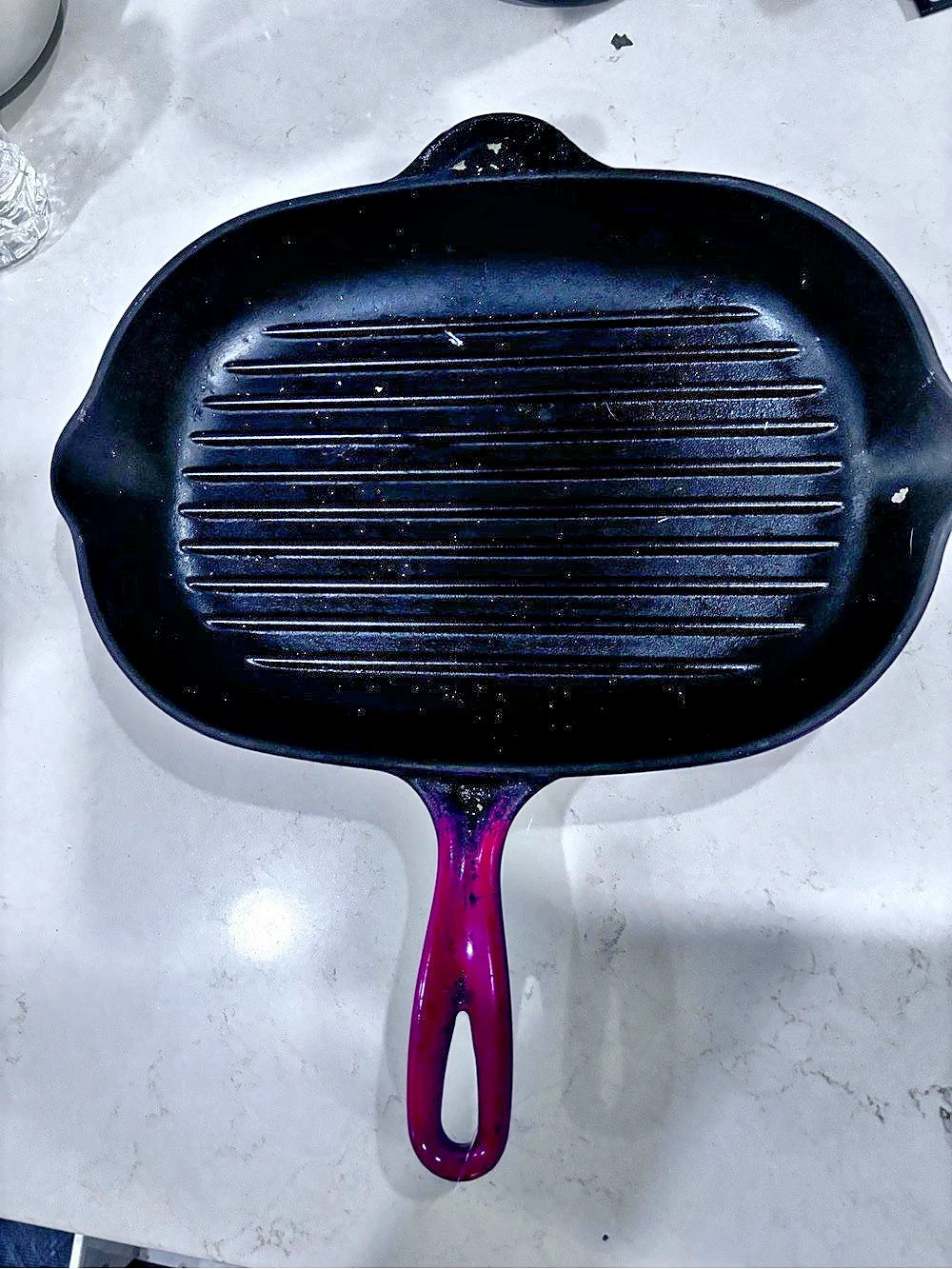 Le Creuset Enameled Cast Iron Oval Grill Pan #32 Black & Purple